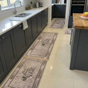 set de trois tapis cuisine(my kitchen rules) grege brillant