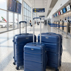 Siri de trois valises tittou incassable et démontable de couleur bleu marine