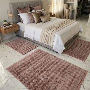 Zarbia Fourrure Lapin chambre a coucher Rose 3pcs