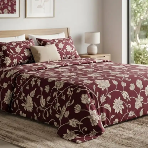 parure de lit 4 pcs de couleur rouge bordeaux